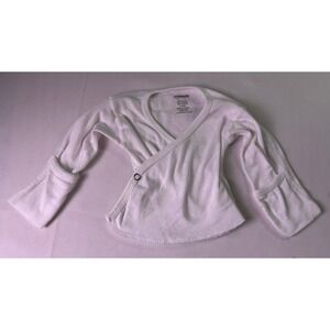 Standard Textile Baby Kimono Wrap Shirt White Long Sleeve Mitten Cuffs Size 6M